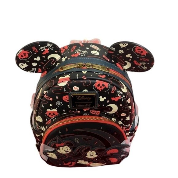 Loungefly Disney Mickey & Minnie Halloween Ears Glow-in-the-Dark Mini Backpack - Picture 4 of 8
